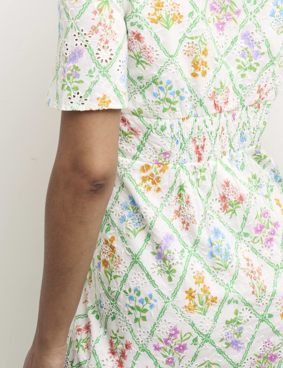 Petite Floral Alexa Broderie Midi Dress