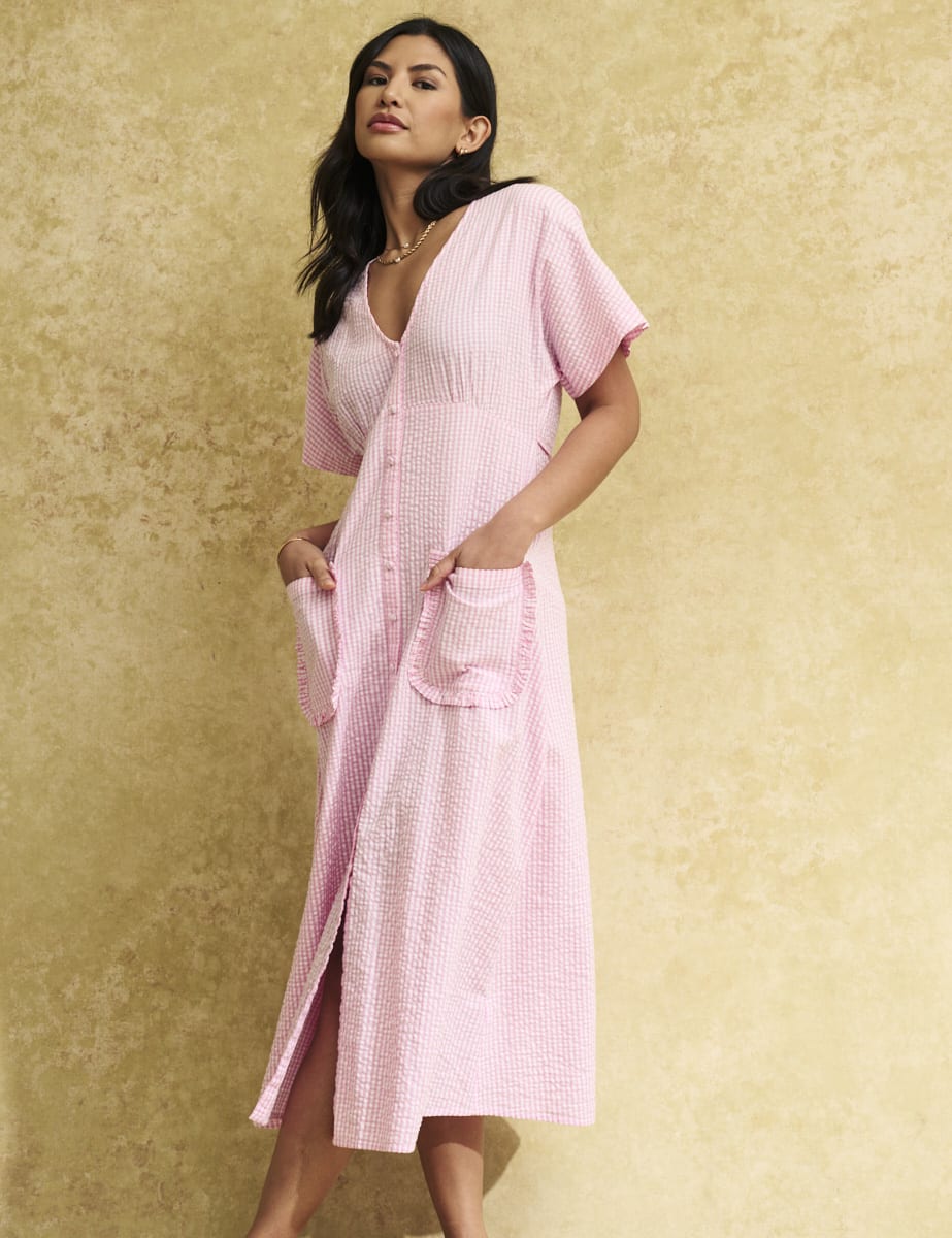 Pink Gingham Primrose Midi Dress