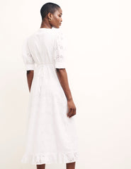 White Demi Broderie Midi Dress