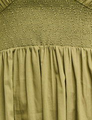 Green Sansa Puff Sleeve Midi Dress