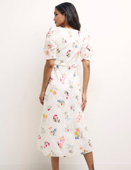 White Floral Broderie Felicia Midi Dress