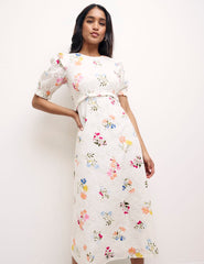 White Floral Broderie Felicia Midi Dress