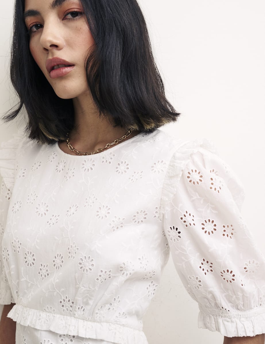 White Broderie Felicia Midi Dress