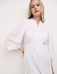 White Cotton Midi Shirt Dress