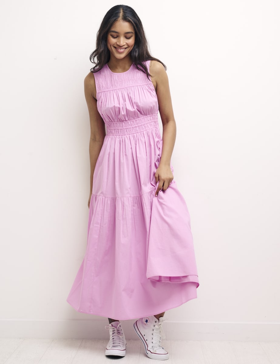 Pink Elora Sleeveless Midi Dress