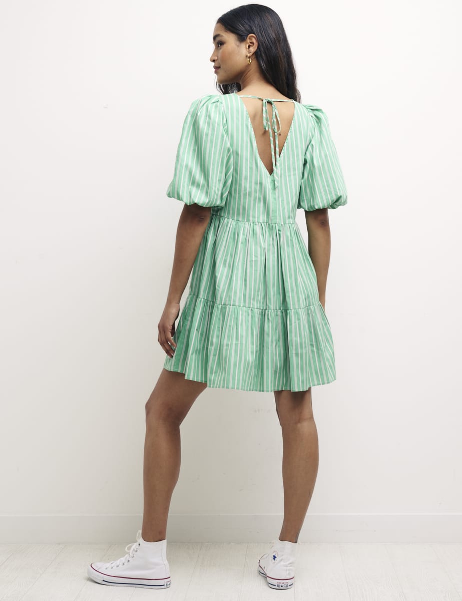 Green & Pink Stripe Vienna Mini Dress