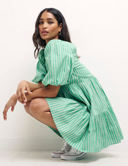 Green & Pink Stripe Vienna Mini Dress