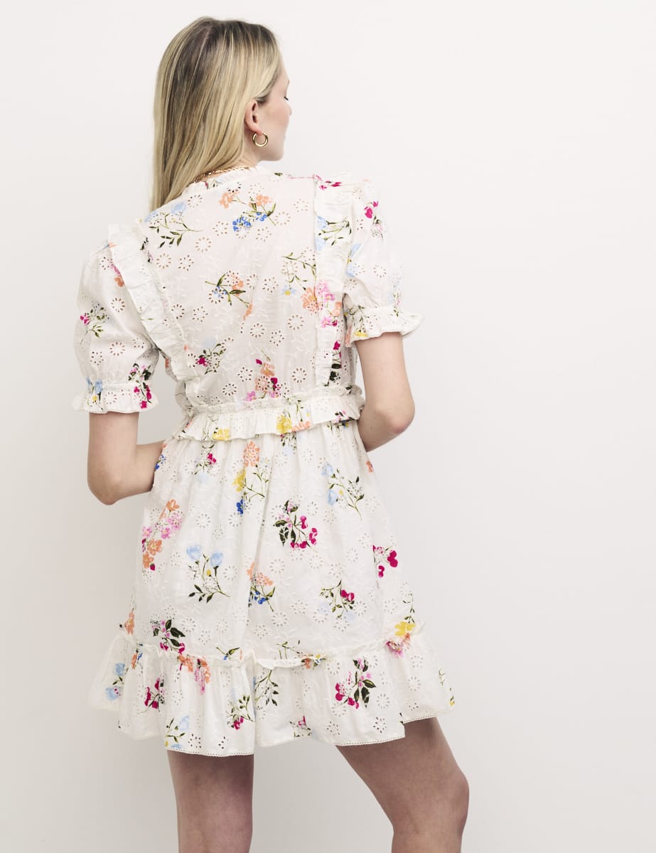 White Floral Broderie Anglaise Mini Dress