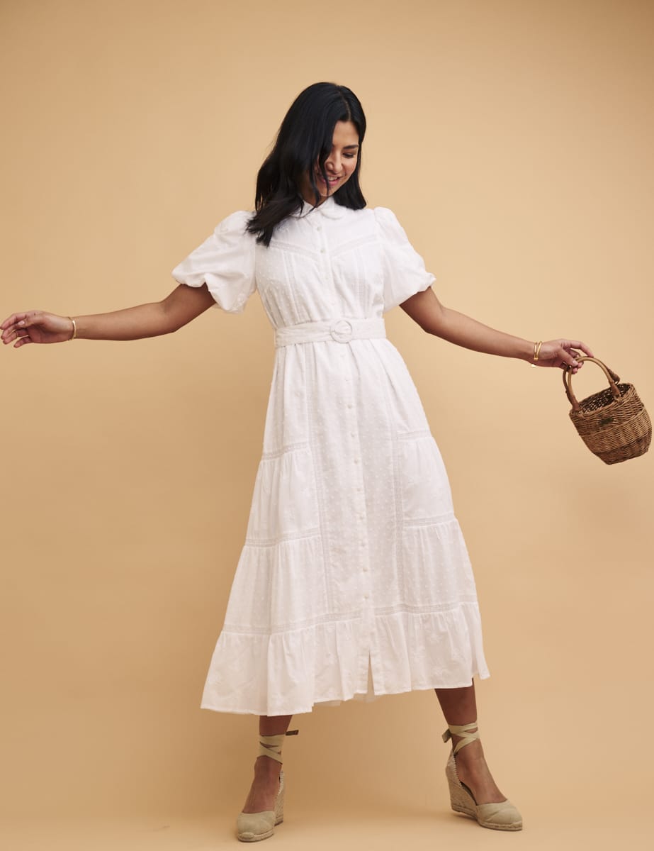 White Broderie Anglaise Jessie Midi Dress