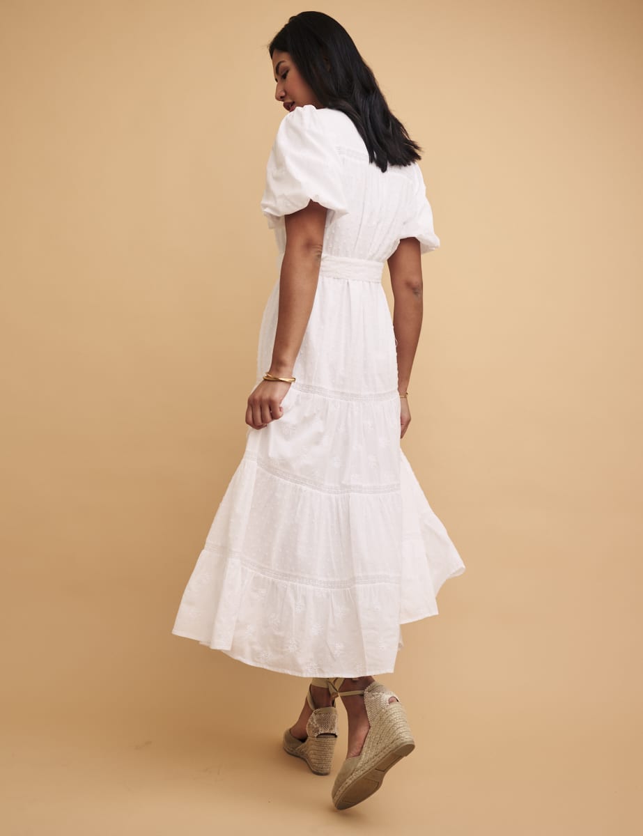NC Boutique White Broderie Anglaise Jessie Midi Dress