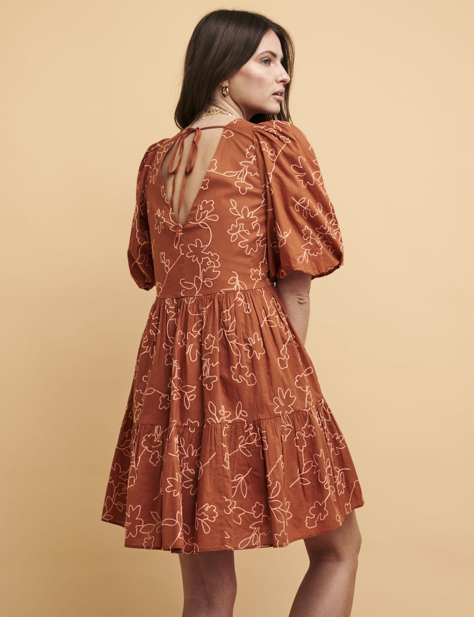 NC Boutique Brown Broderie Anglaise Vienna Mini Dress