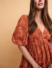 NC Boutique Brown Broderie Anglaise Vienna Mini Dress