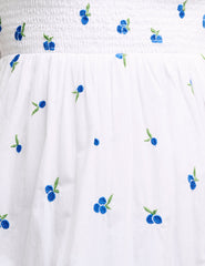 White Blueberry Embroidered Puff Sleeve Tallulah Midi Dress