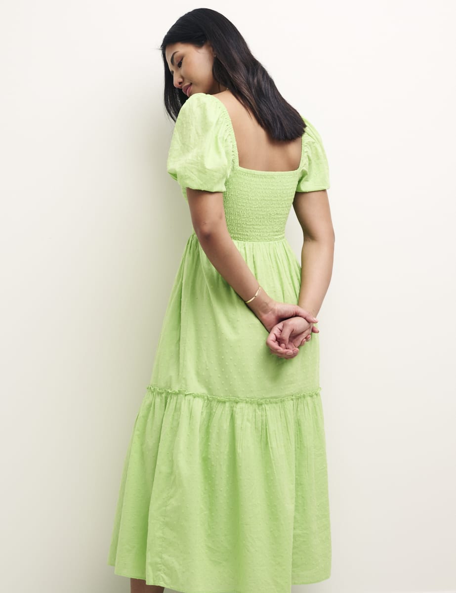 Green Puff Sleeve Tallulah Midi Dress