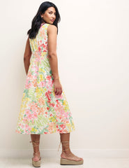 Floral Print Borderie Sandra Midi Dress