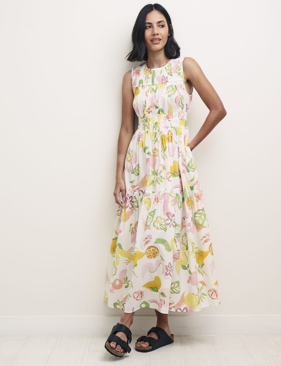 Watercolour Fruit Print Elora Midaxi Dress