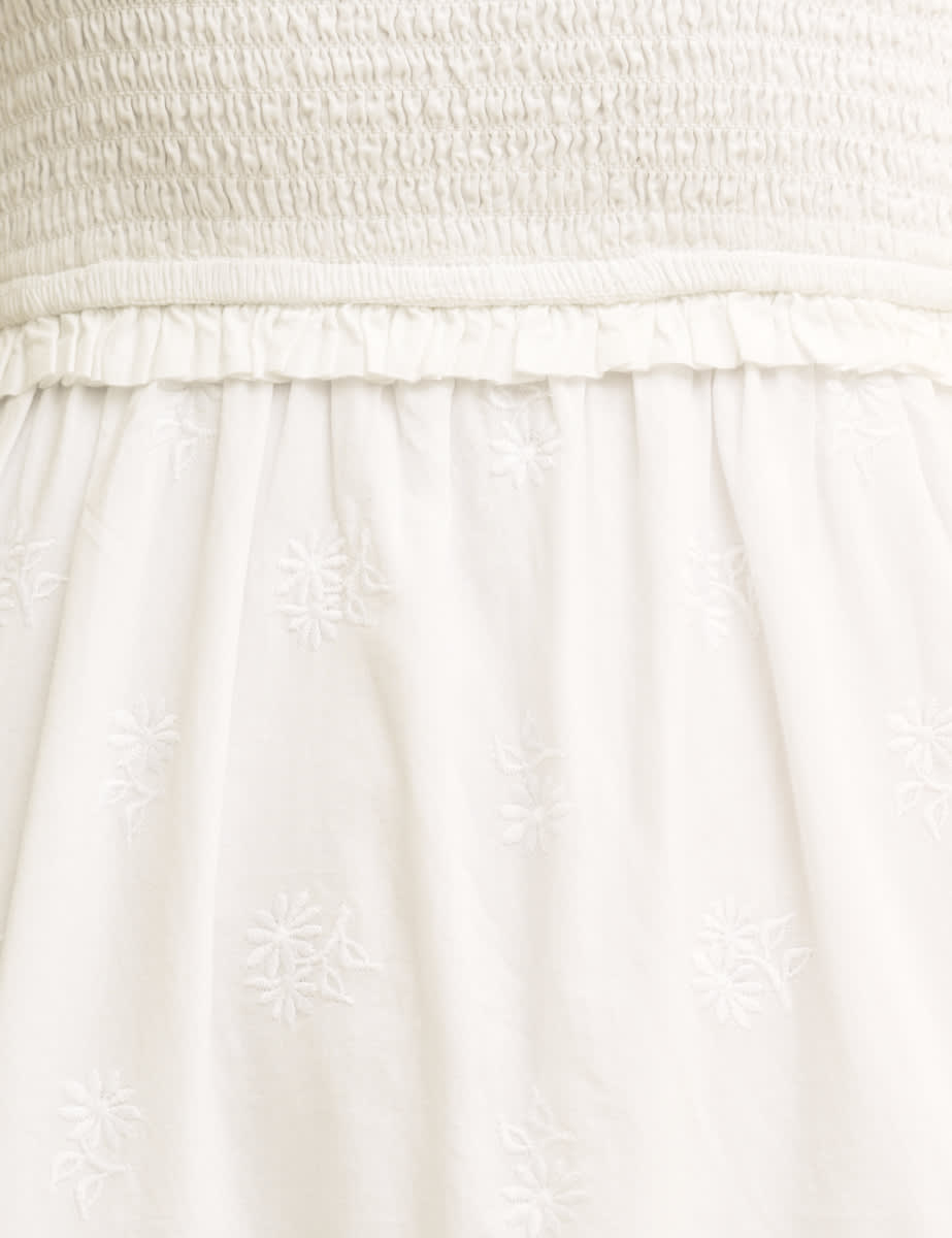Petite White Shirred Maisi Midi Dress