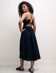 Black Sleeveless Tie Back Billie Midi Dress