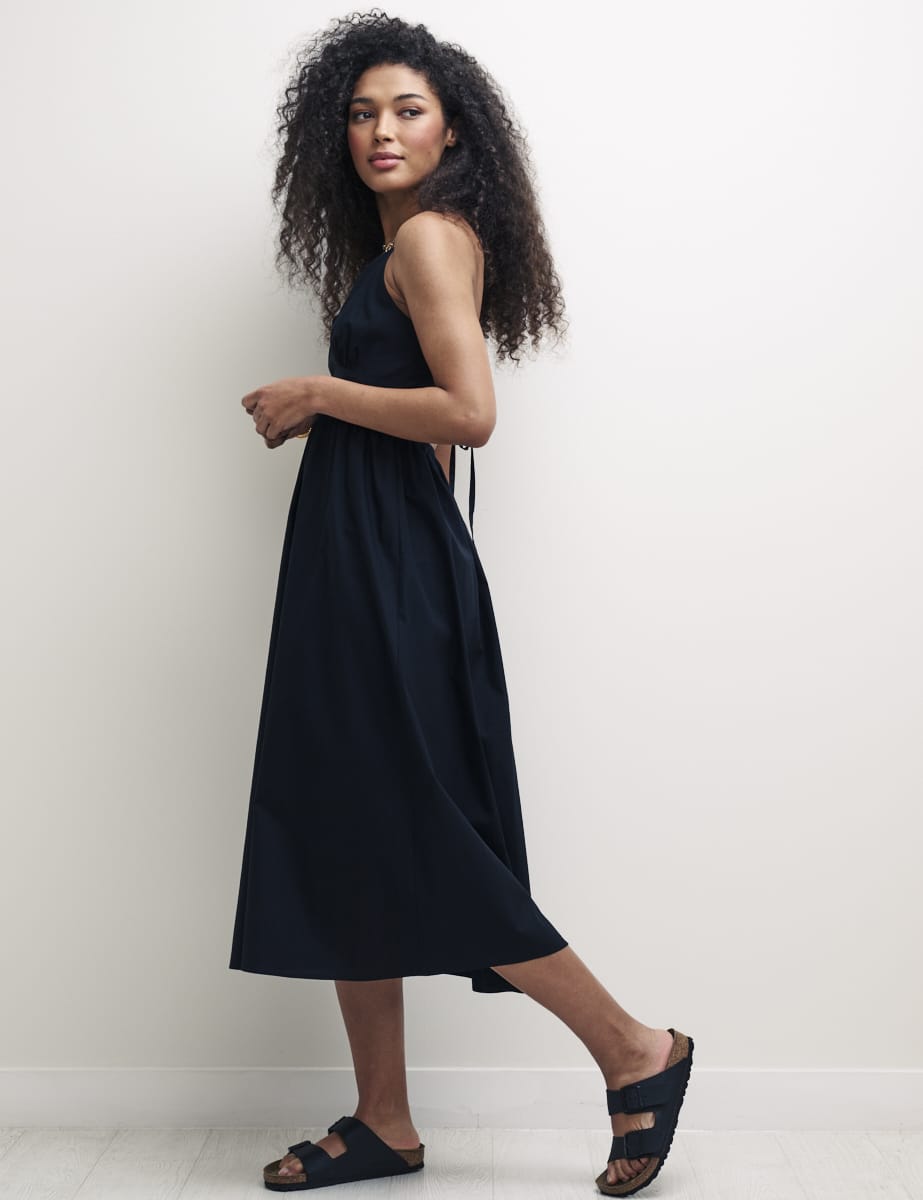 Black Sleeveless Tie Back Billie Midi Dress