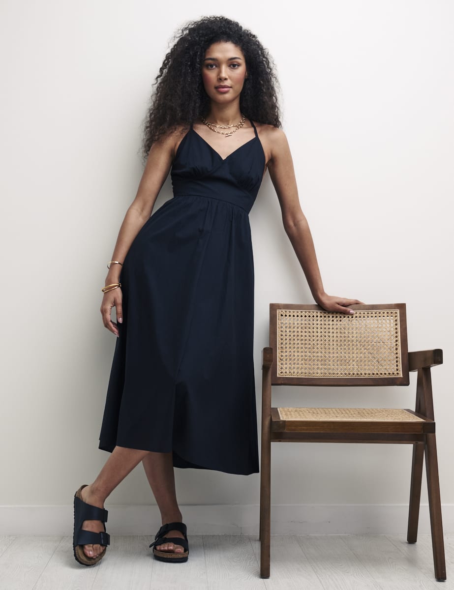 Black Sleeveless Tie Back Billie Midi Dress