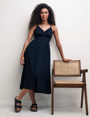 Black Sleeveless Tie Back Billie Midi Dress