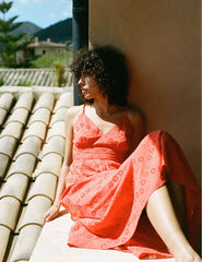 Red Broderie Anglaise Sleeveless Tie Back Billie Midi Dress