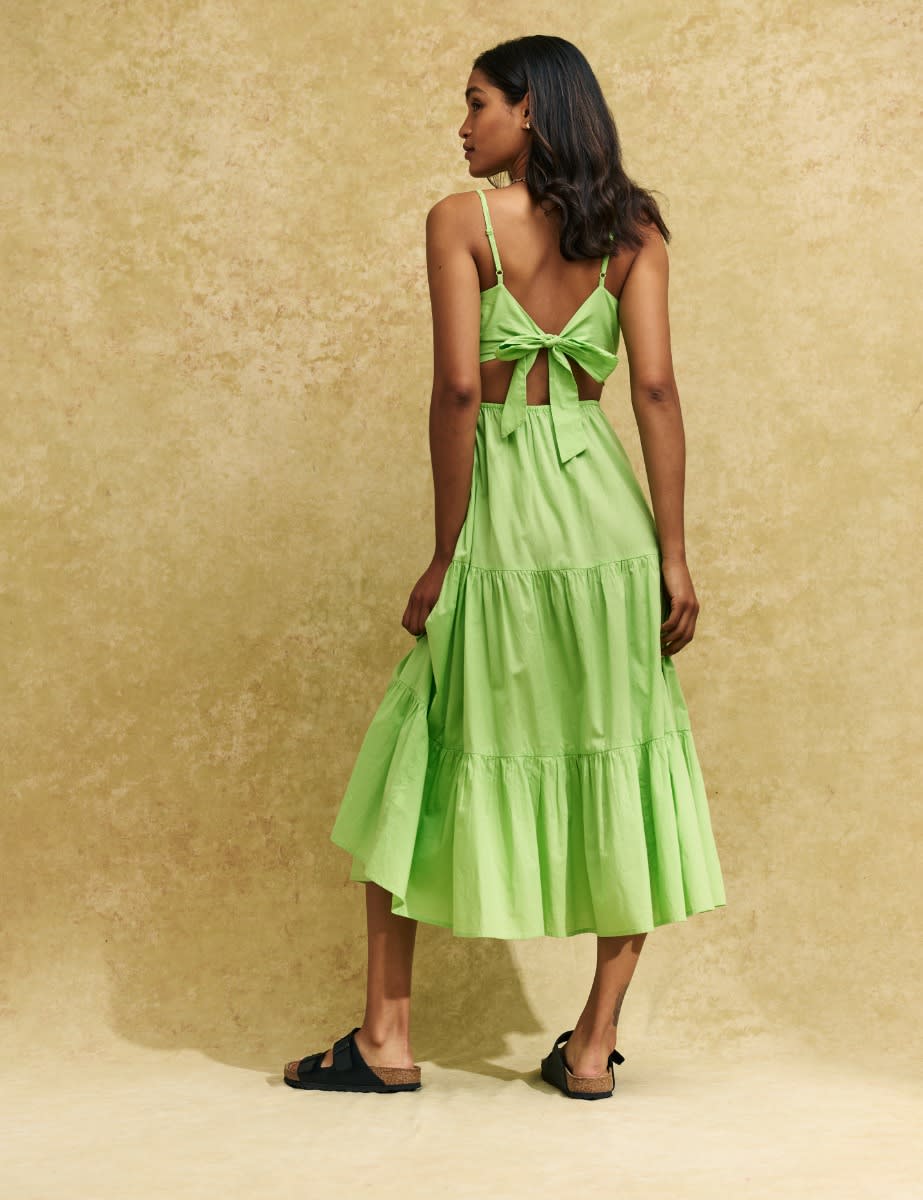 Green Tie Back Alani Midi Dress