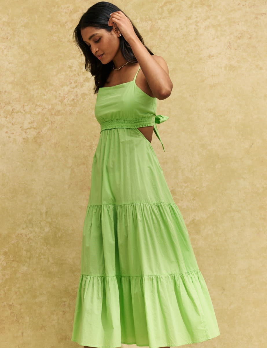 Green Tie Back Alani Midi Dress