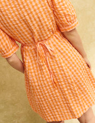 Orange Gingham Check Penny Mini Dress