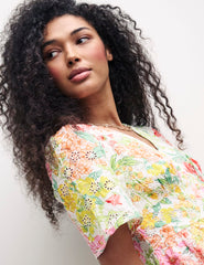 Petite Multi Floral Broderie Mietta Mini Dress