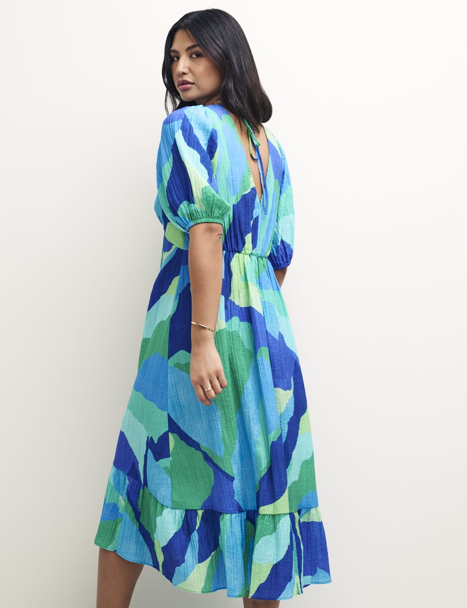 Blue Abstract Amy Midi Dress