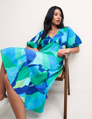 Blue Abstract Amy Midi Dress