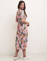 Petite Floral Alexa with Shirring Midi Dress