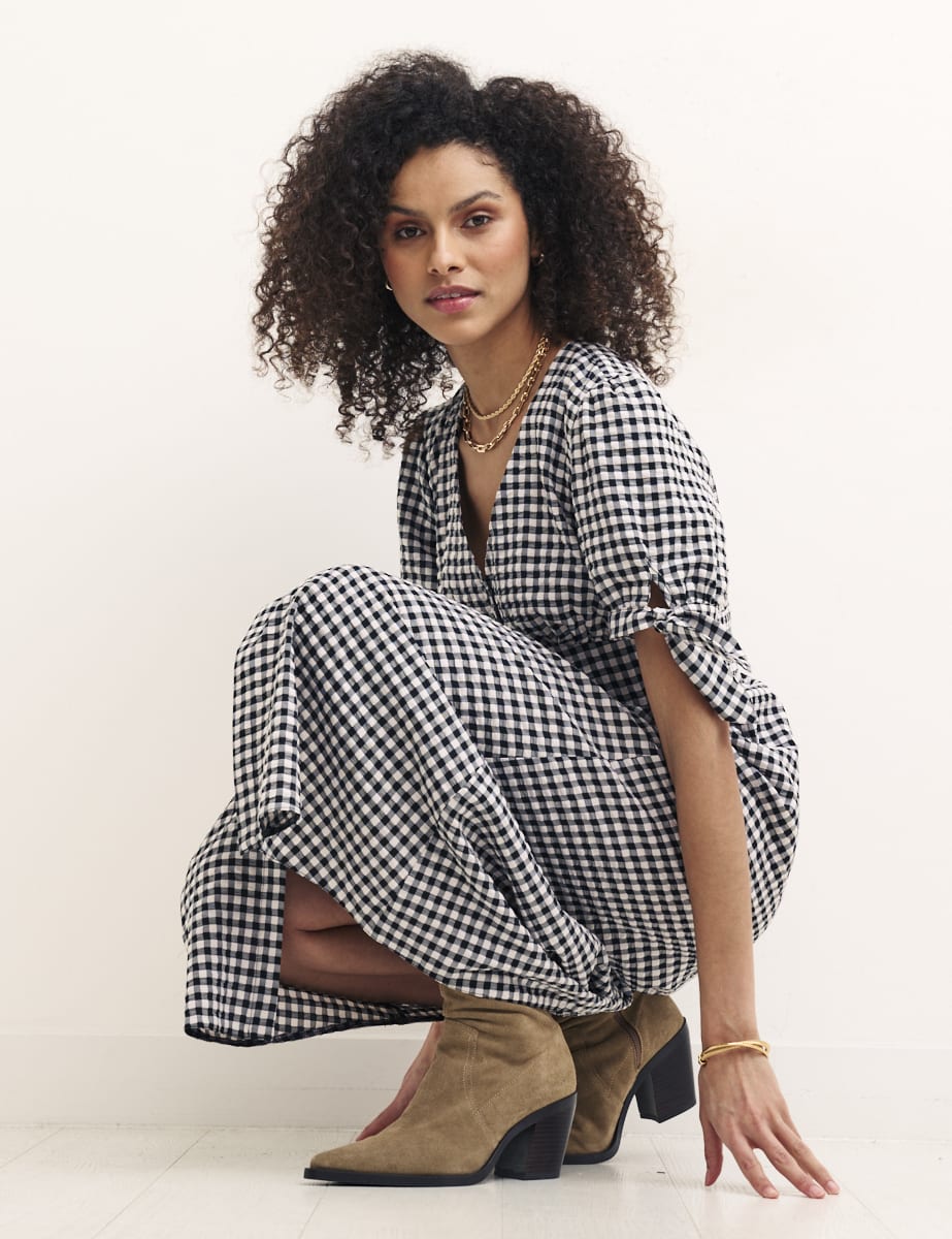 Black & White Gingham Alexis Midi Dress