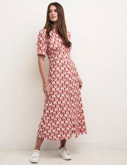 Pink Geo Floral Daisy Midi Dress