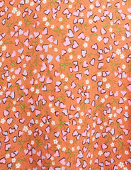 Orange Heart Print Petite Felicia Midi Dress