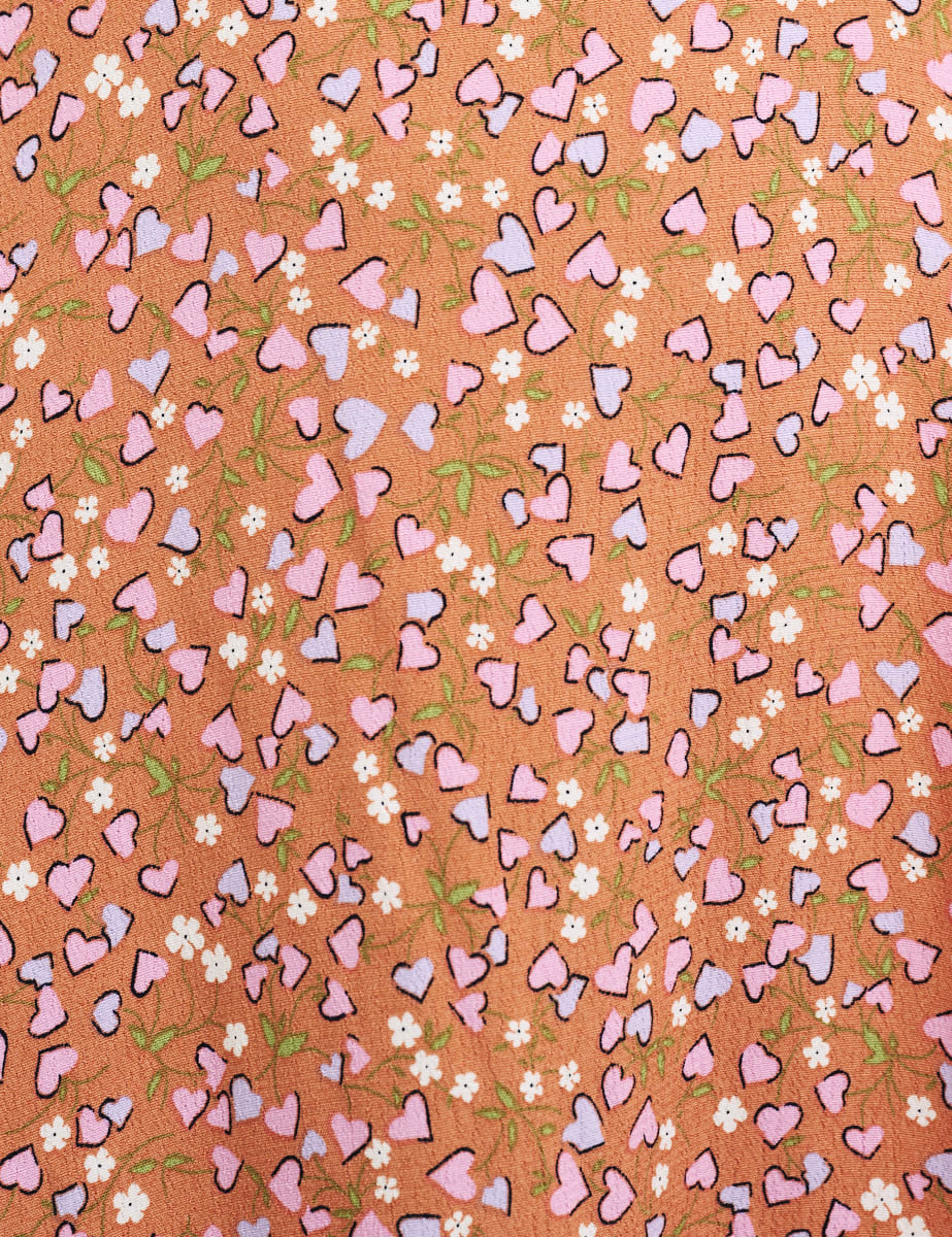 Orange floral Felicia Short Sleeve Midi Dress