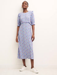 Ditsy Blue Petite Felicia Midi Dress