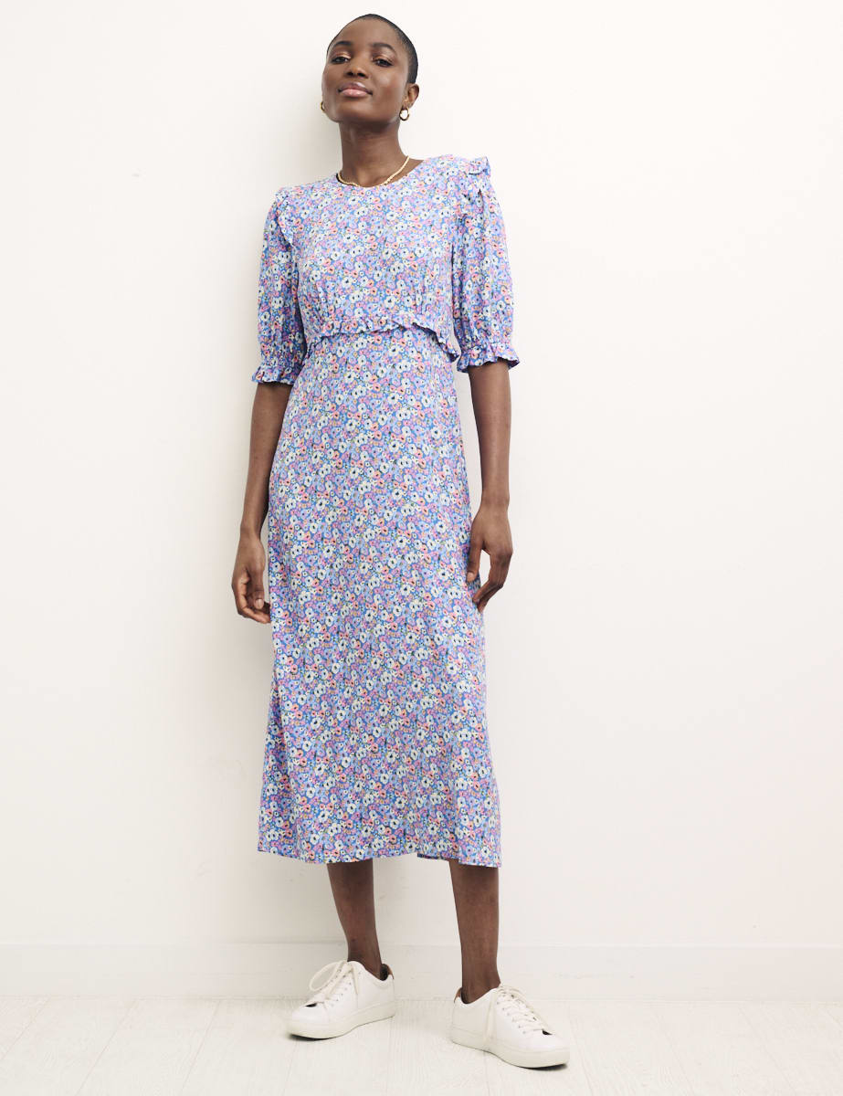 Ditsy Blue Felicia Midi Dress