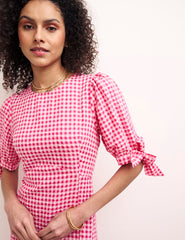 Fearne Cotton Pink Gingham Esme Midi Dress