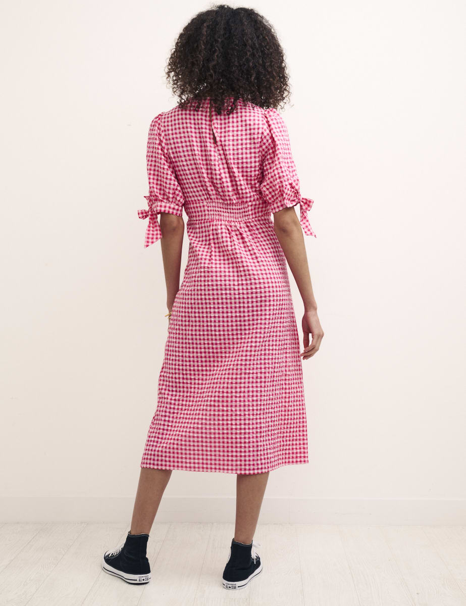 Pink Gingham Esme Midi Dress