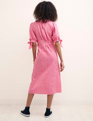 Pink Gingham Esme Midi Dress