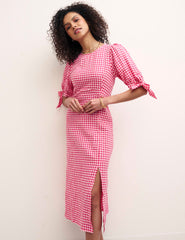 Pink Gingham Esme Midi Dress