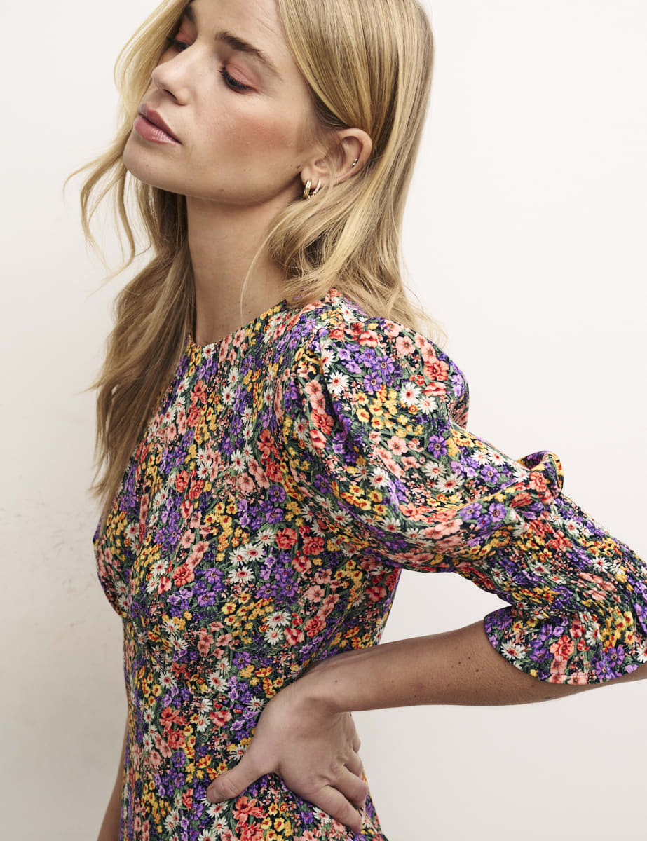 Petite Multi Floral Luna Midi Dress
