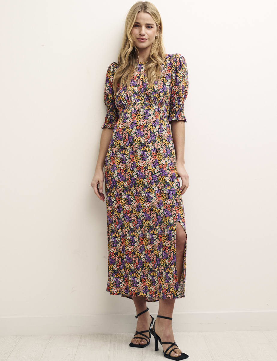 Petite Multi Floral Luna Midi Dress