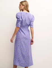 Blue Heart Print Evie Midi Dress