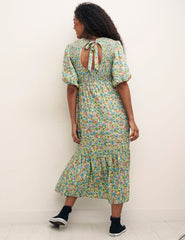 Green Floral Kelsie Midi Dress