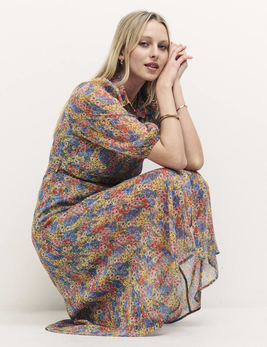 Multi Floral Malika Midi Dress