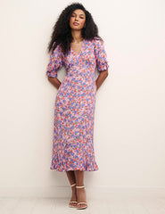 Pink Floral Petite Delilah Midi Dress