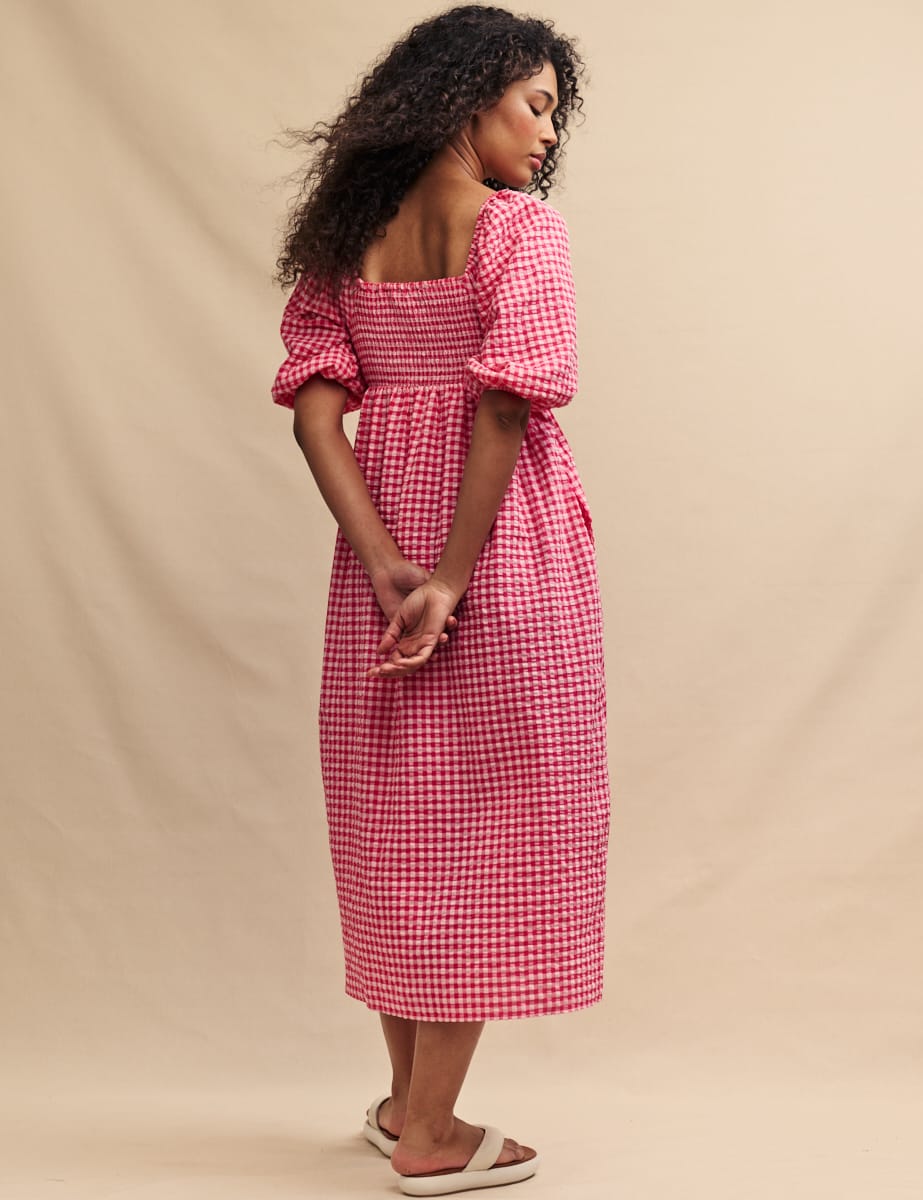 Pink & Light Pink Gingham Kylie Midi Dress